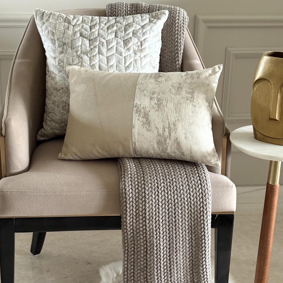 Foil Chevron Throw Pillow Cover