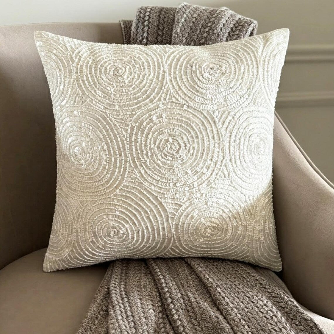Ivory Swirls Pillow Cover