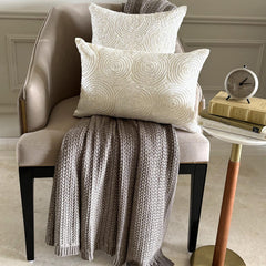 Ivory Swirls - Ivory Art Silk Decorative Euro Sham