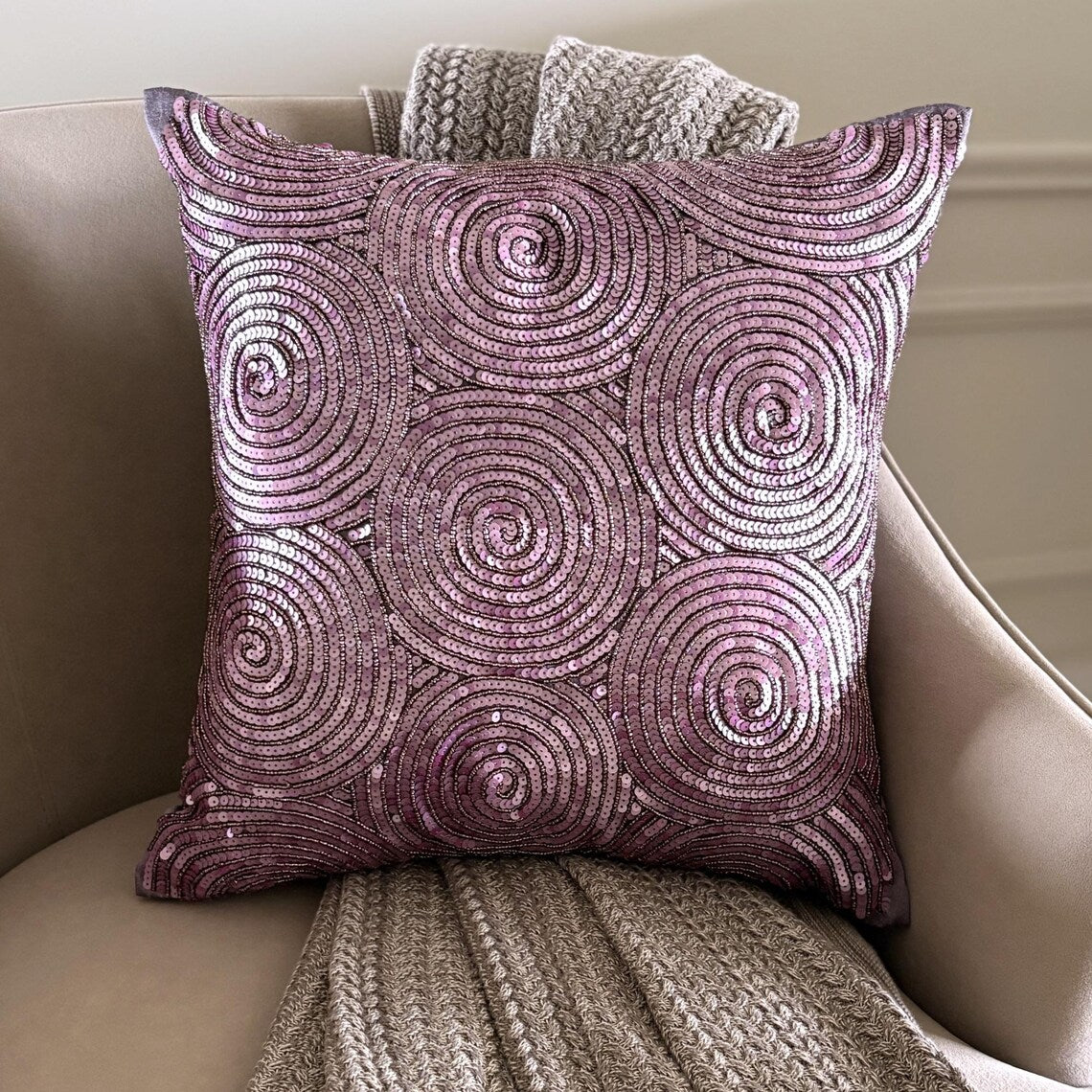 Purple Touch - Plum Art Silk Decorative Euro Sham