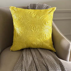 Yellow Touch - Yellow Art Silk Throw Pillow Cover