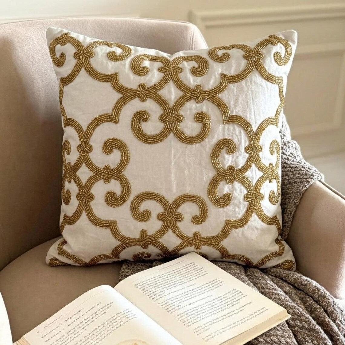 Gold Encrusted Pillow Cover