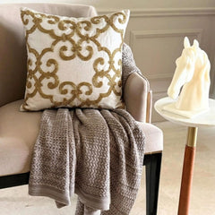 Gold Encrusted - Gold Cotton Linen Throw Pillow Cover