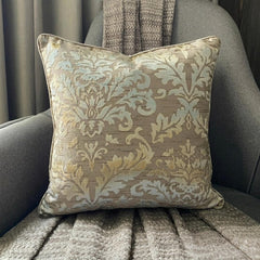 Creamy Damask - Cream Burnout Velvet Throw Pillow Cover