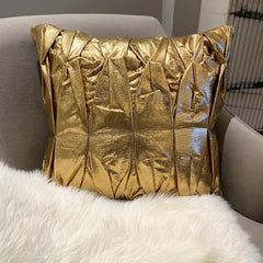 Stunning Gold - Gold Faux Leather Throw Pillow Cover
