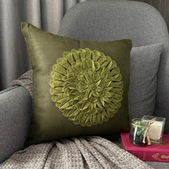 Green Dahlia - Green Suede Decorative Euro Sham