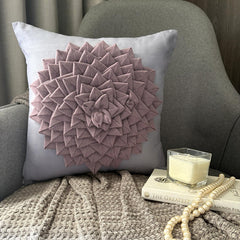 Flowerbed - Purple Felt Throw Pillow Cover