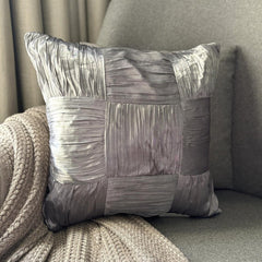 Dreamy Silver Gray - Gray Crushed Art Silk Throw Pillow Cover