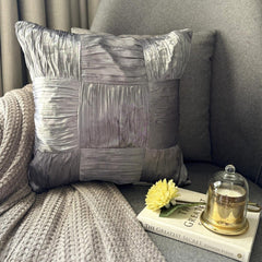 Dreamy Silver Gray - Gray Crushed Art Silk Decorative Euro Sham