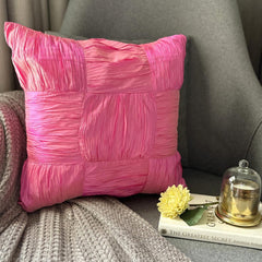 Dreamy Pink - Pink Crushed Art Silk Throw Pillow Cover