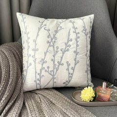 Crystal Willow - White Art Silk Throw Pillow Cover