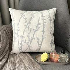 Crystal Willow - White Art Silk Throw Pillow Cover