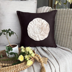 Vintage Blossoms - Brown Suede Decorative Euro Sham