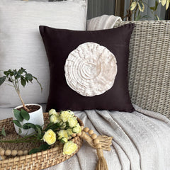 Vintage Blossoms - Brown Suede Throw Pillow Cover