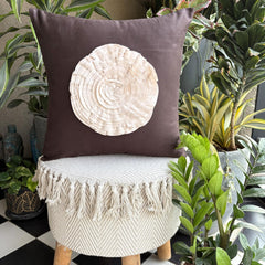 Vintage Blossoms - Brown Suede Throw Pillow Cover