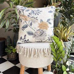 Shabby Chic Love - Beige, Grey & Mustard Linen Throw Pillow Cover