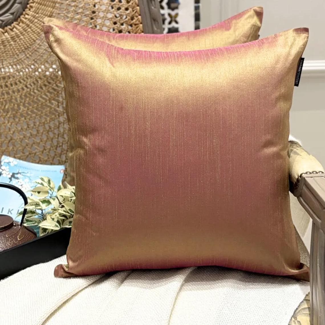 Lime Green & Pink Luxury Throw Pillow Cover