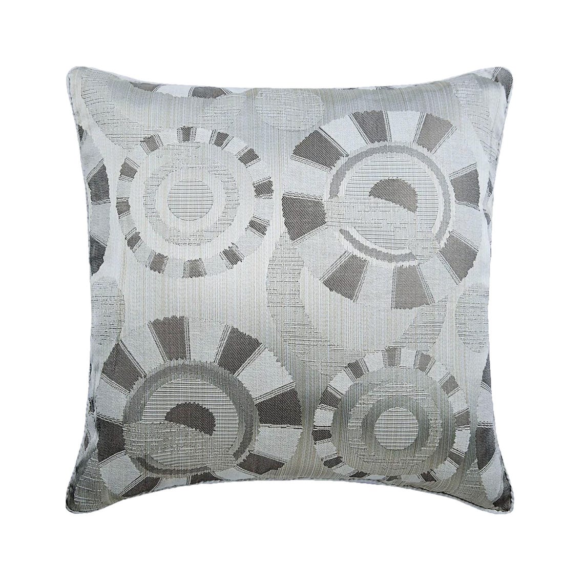 Ivory Circles - Ivory Jacquard Silk Decorative Euro Sham