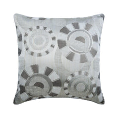 Ivory Circles - Ivory Jacquard Silk Decorative Euro Sham