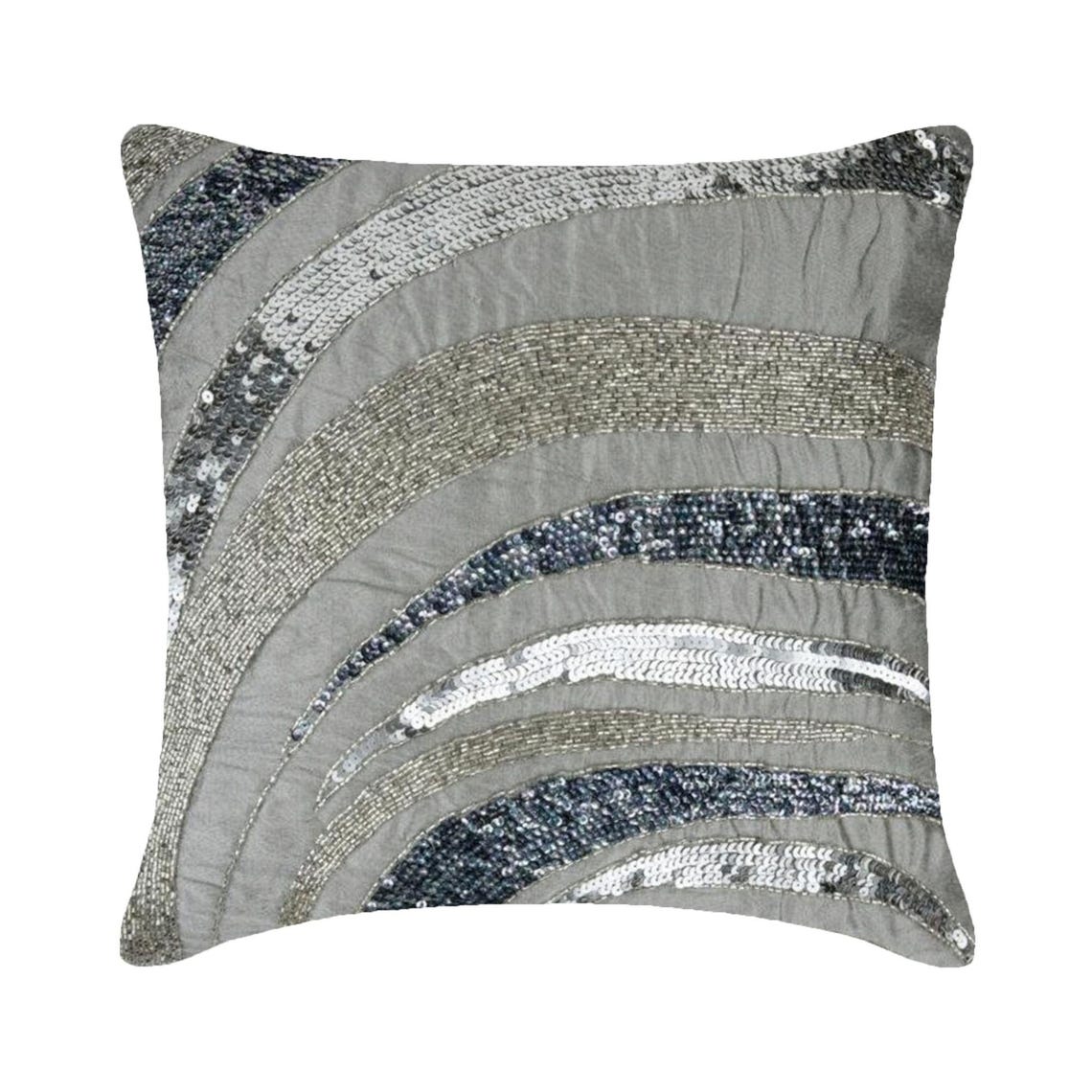 Silver Bands - Gray Art Silk Throw Pillow Cover