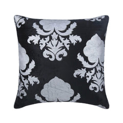 Behind The Damask - Black Velvet Throw Pillow Cover