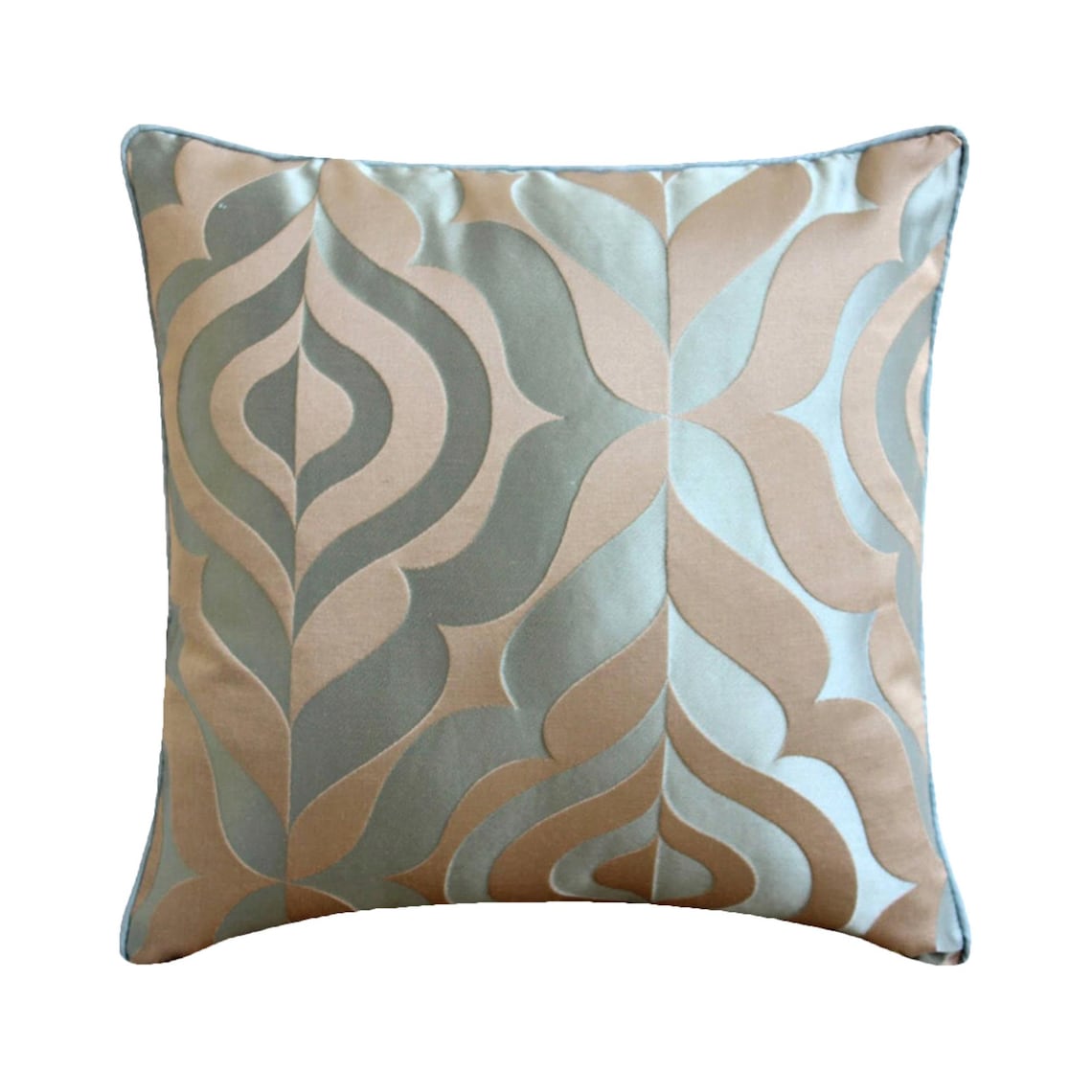 Teal Luxury - Teal Blue Jacquard Weave Throw Pillow Cover