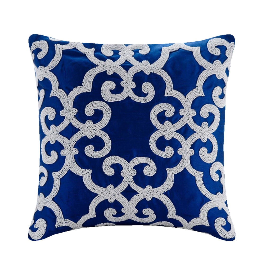 Royal Arabic Blue Throw Pillow Cover