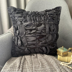 Dreamy Black - Black Satin Throw Pillow Cover