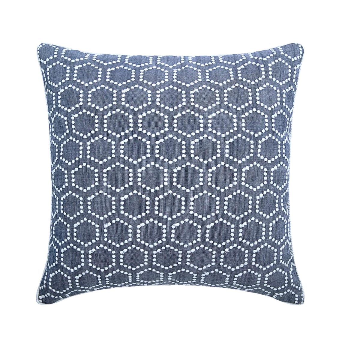 Linen Closet - Blue Linen Embroidered Decorative Euro Sham