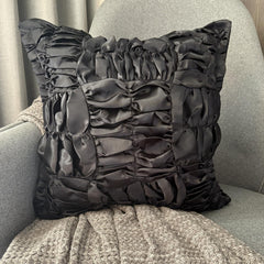 Dreamy Black - Black Satin Throw Pillow Cover