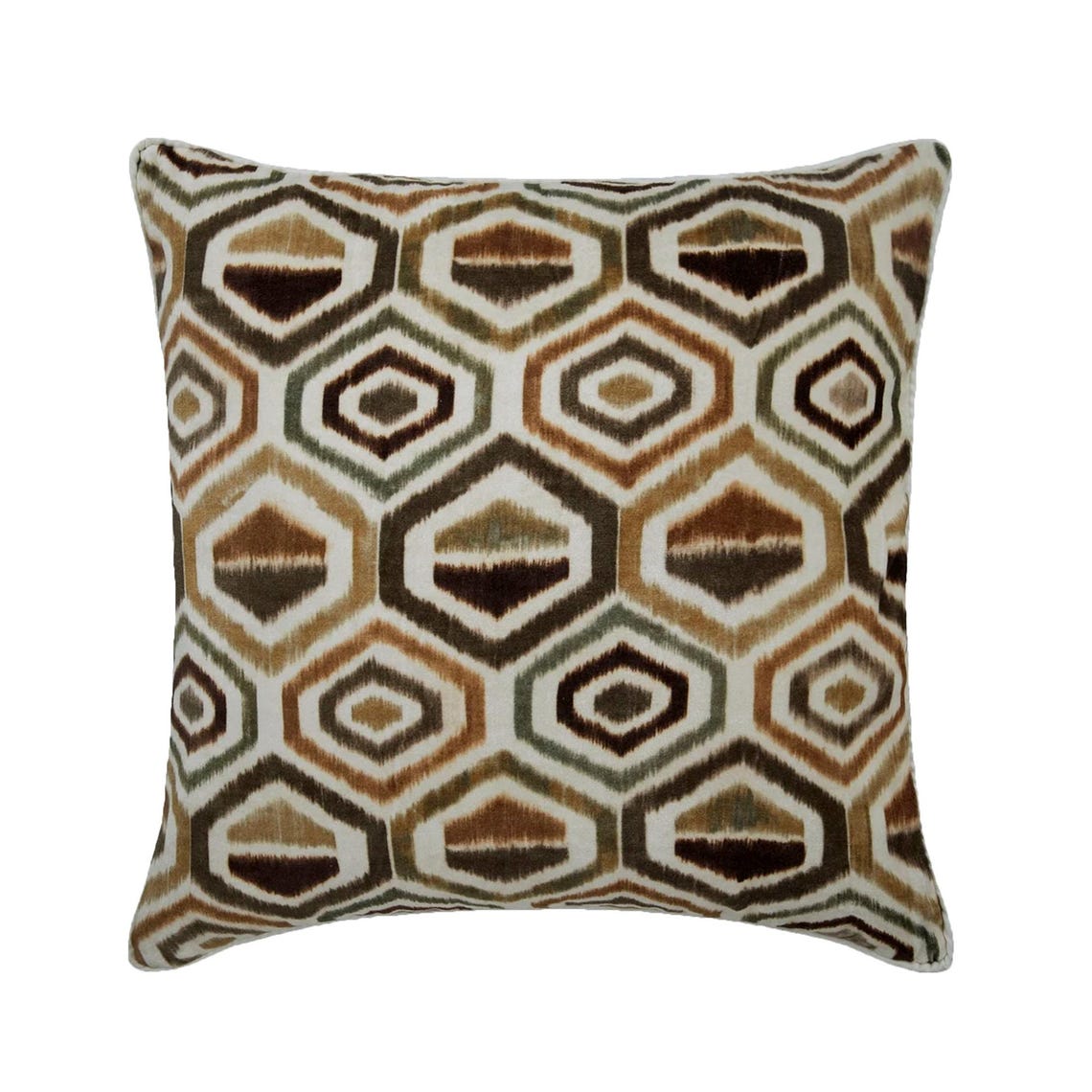 Honey Hexagon - Brown Velvet Decorative Euro Sham