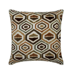 Honey Hexagon - Brown Velvet Decorative Euro Sham
