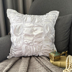 Dreamy White - White Satin Throw Pillow Cover
