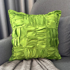 Dreamy Clover Green - Clover Green Satin Throw Pillow Cover