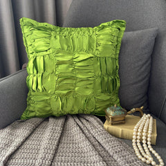 Dreamy Clover Green - Clover Green Satin Throw Pillow Cover