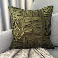 Dreamy Olive - Olive Green Satin Throw Pillow Cover