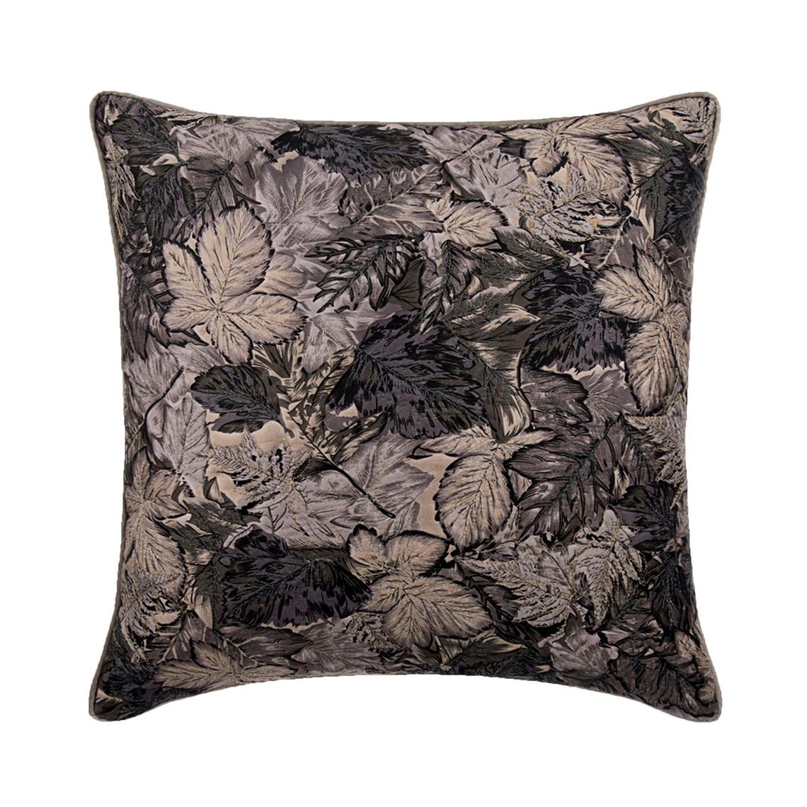 Maple Glory - Grey & Silver Satin Throw Pillow Cover