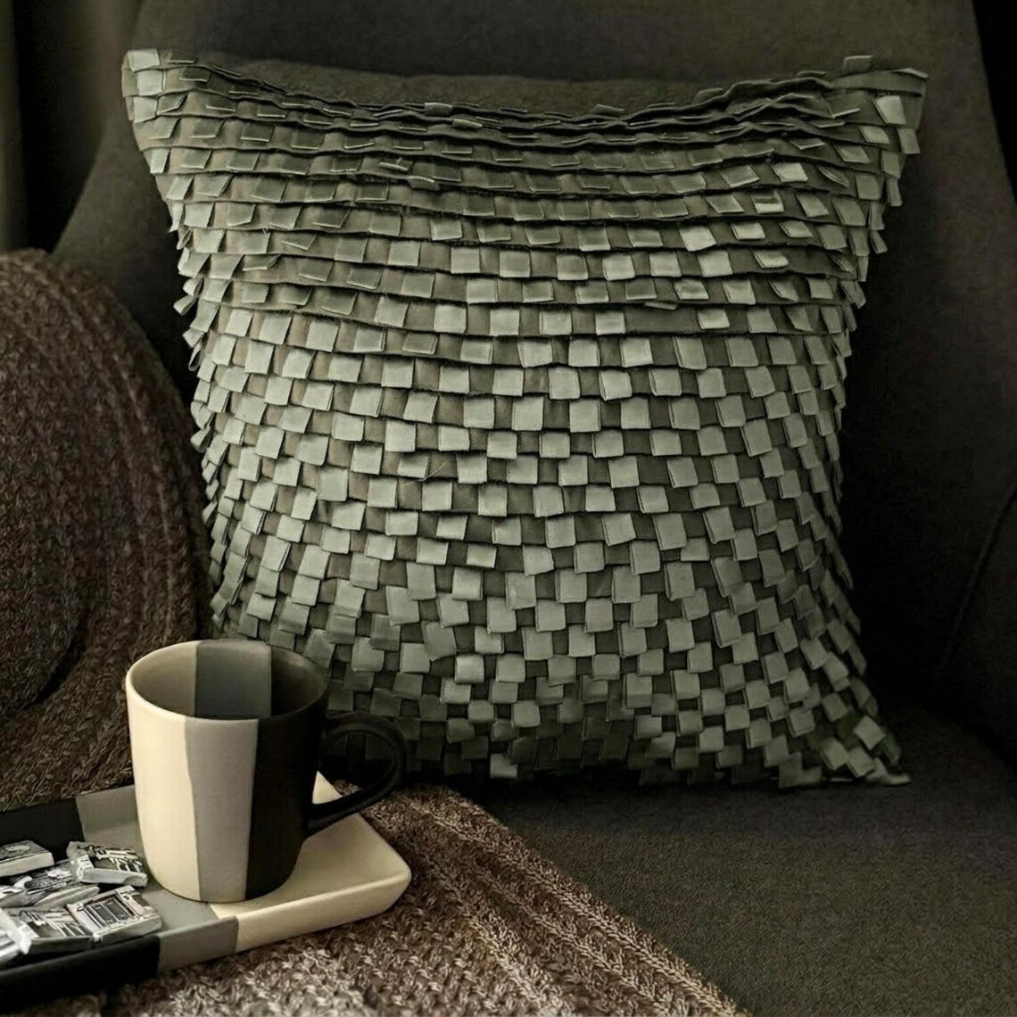 Silver Gray Lining Pillow Cover
