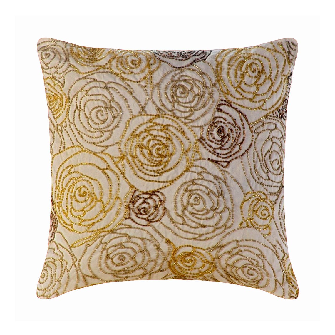Gold Dust Rose - Gold Art Silk Decorative Euro Sham