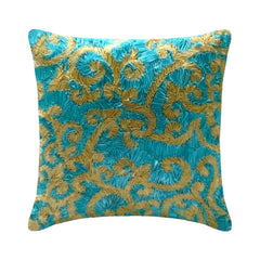 Creative Ribbons - Blue Art Silk Throw Pillow Cover