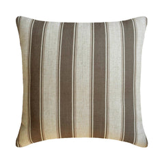 Brown Linen Throw Pillow Cover - Terra Stripe
