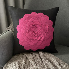 Hot Pink Rose - Beige & Ivory Faux Suede Throw Pillow Cover