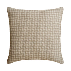 Beige Linen Throw Pillow Cover - Oat Houndstooth