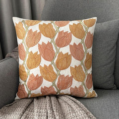 Tulip Sway - Rust Cotton Linen Decorative Euro Sham