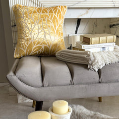 Mimosa Yellow Leaves - Mimosa Yellow Burnout Velvet Throw Pillow Cover