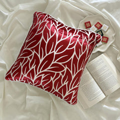 Cayenne Red Florals - Cayenne Red Burnout Velvet Decorative Euro Sham