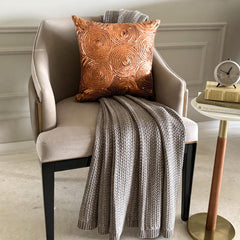 Copper Swirls - Copper Orange Art Silk Decorative Euro Sham