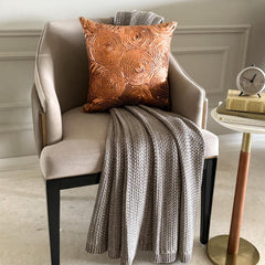 Copper Swirls - Copper Orange Art Silk Throw Pillow Cover