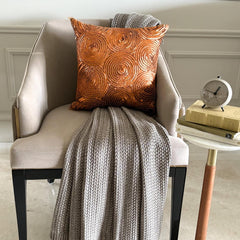 Copper Swirls - Copper Orange Art Silk Decorative Euro Sham