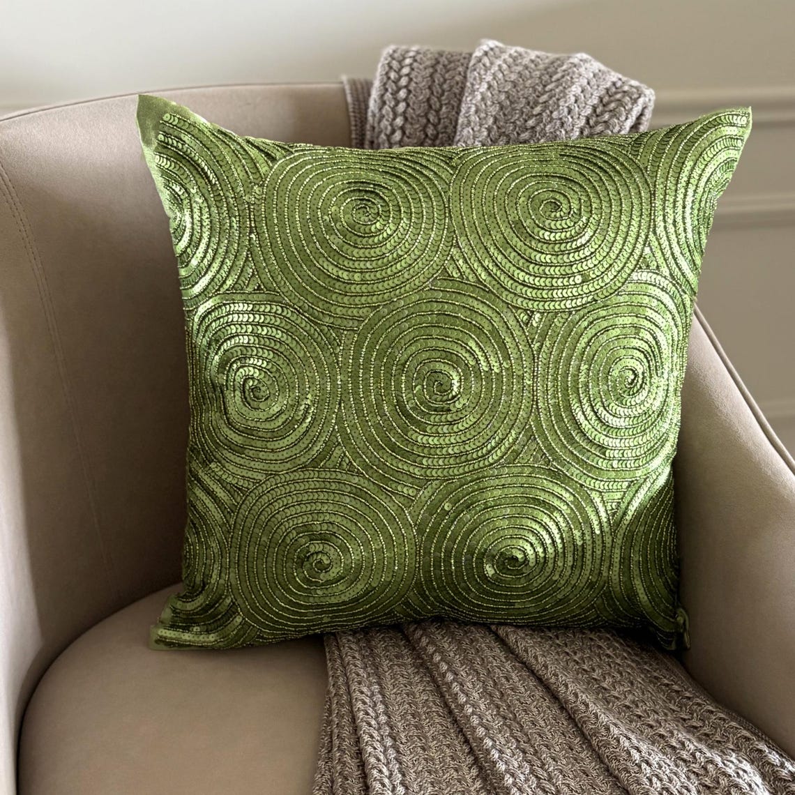 A Touch Of Envy - Green Art Silk Decorative Euro Sham
